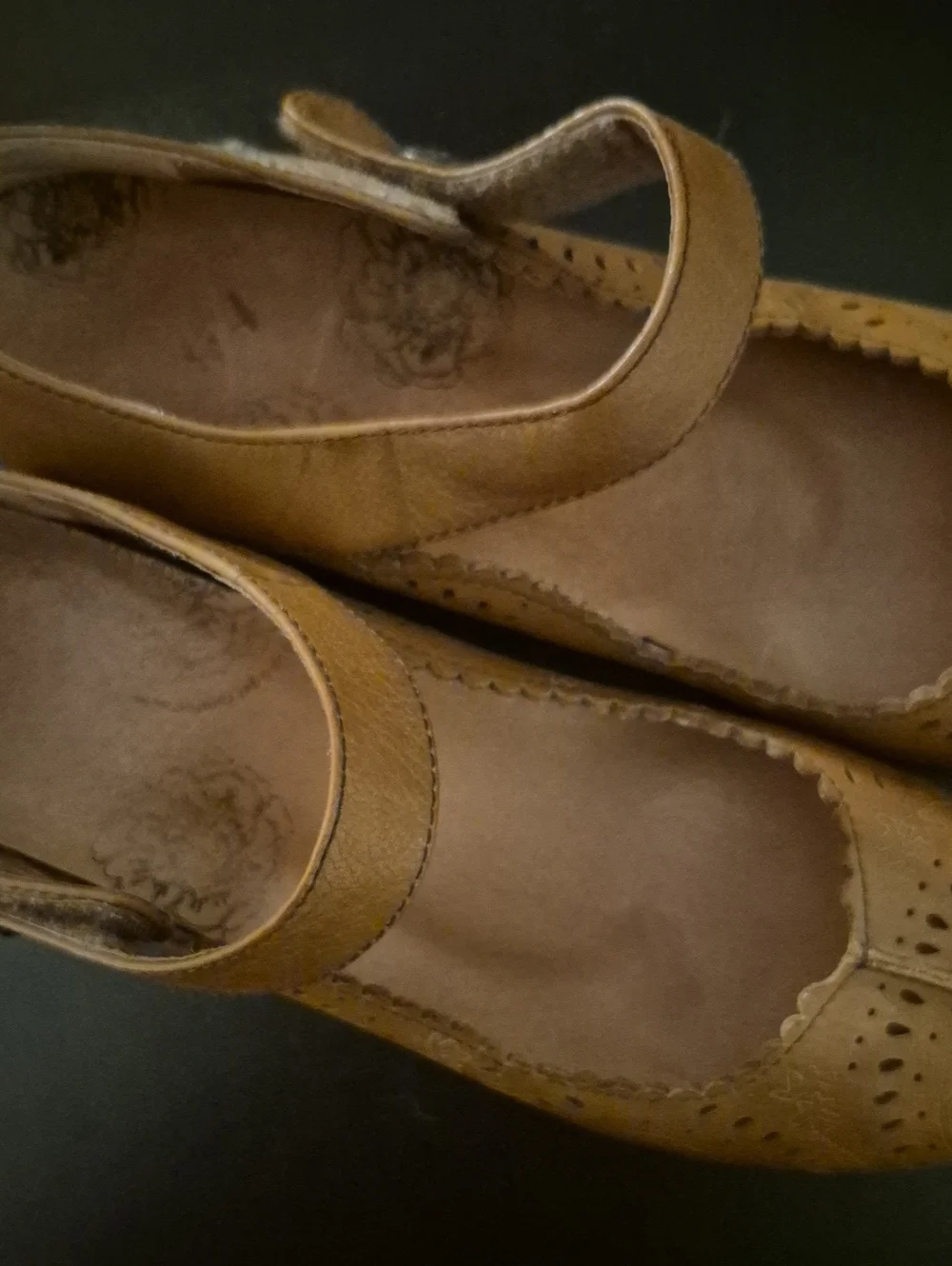 Tan Leather Mary Jane Small Heeled Comfort Shoes